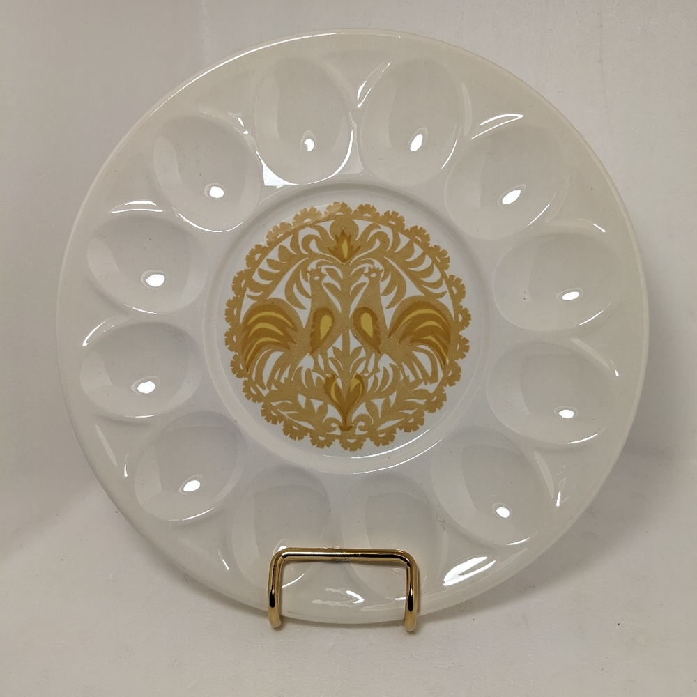 Vintage Ceramic Chicken Theme Egg Plate